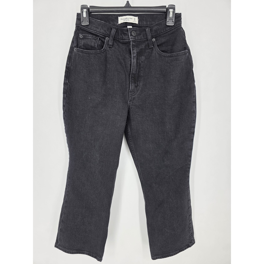 Abercrombie & Fitch Kick Flare Black Ultra High Rise Denim Jeans 27 4 Short